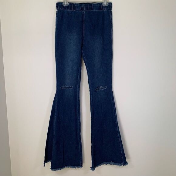 Newbury Kustom Jeans Women’s Medium Blue Medium Wash Pull On Distressed - Picture 1 of 12